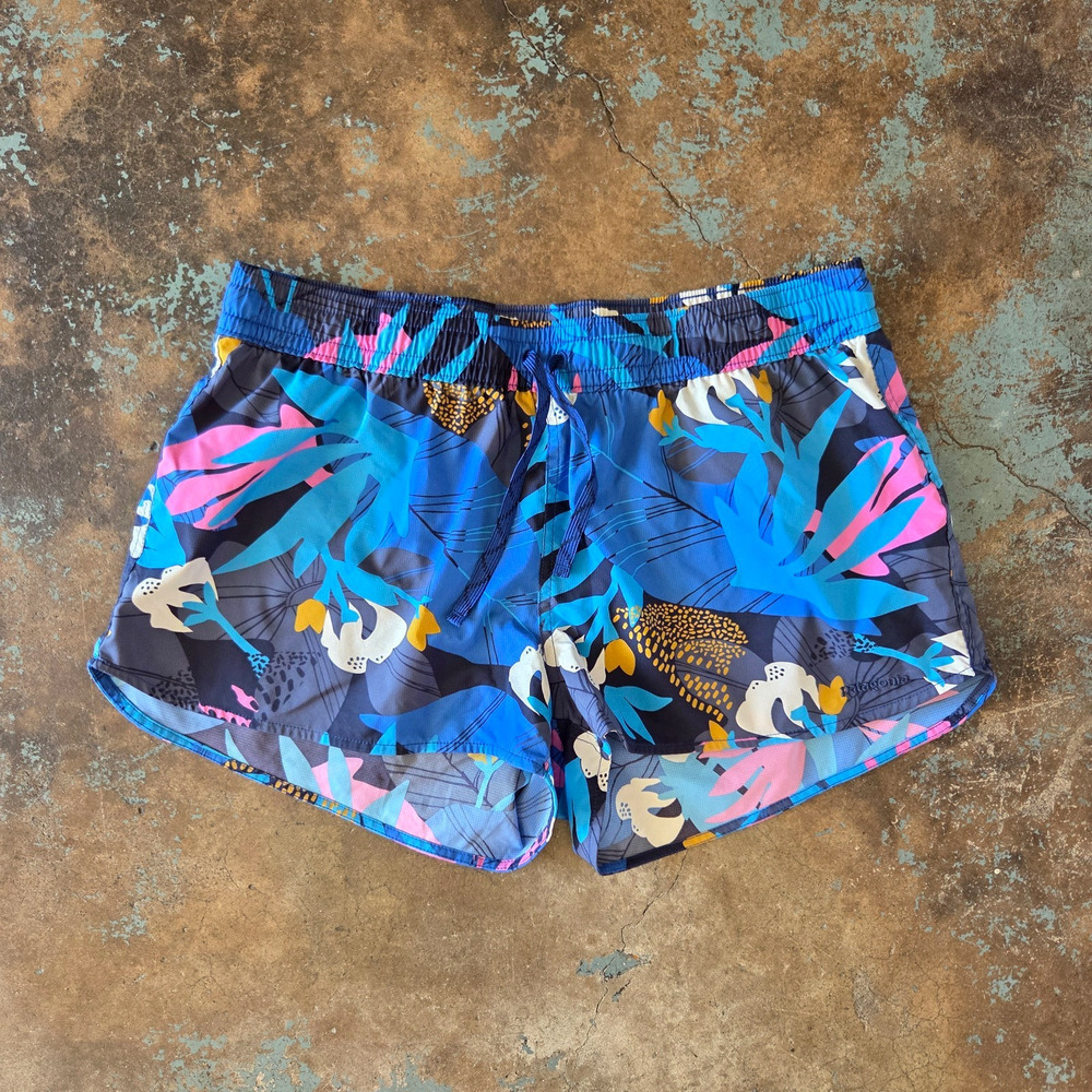 Patagonia Women's Stretch Planing Micro Shorts Size L 2" Inseam Floral New Navy